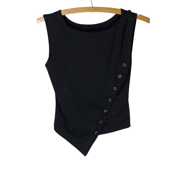 Commense Tops - Commense Black Sleeveless Top XS Minimalist Asymmetrical Snap Tank